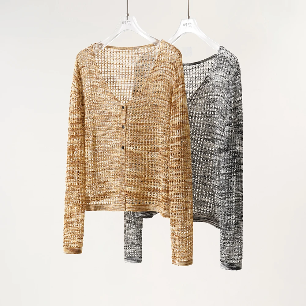 时然微胖大码休闲镂空宽松慵懒针织衫S4XZ5A001 7248