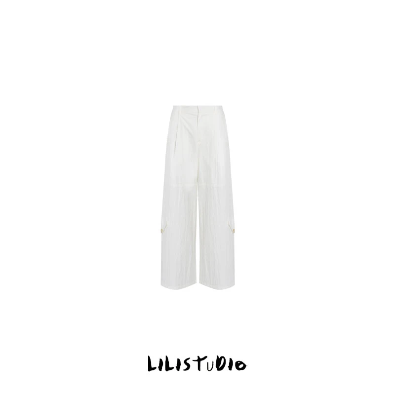 PCNY「凝光简致」不理理夏季新款女装时尚百搭舒适休闲垂感绉绉裤子