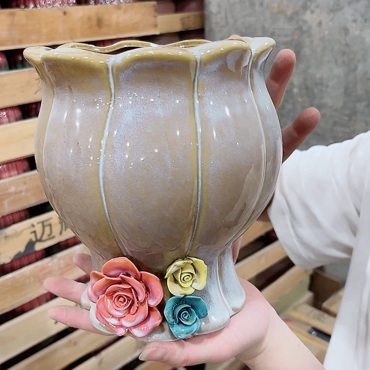 有孔.凑单10元陶瓷花盆发货！