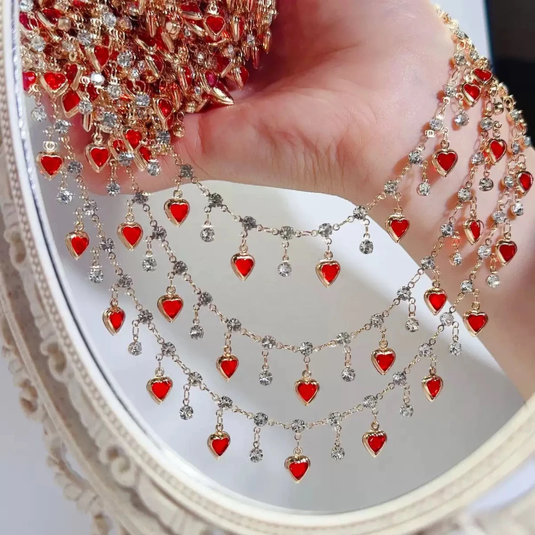 编号320 高保色串珠 DIY 百搭链条美人爱心链条