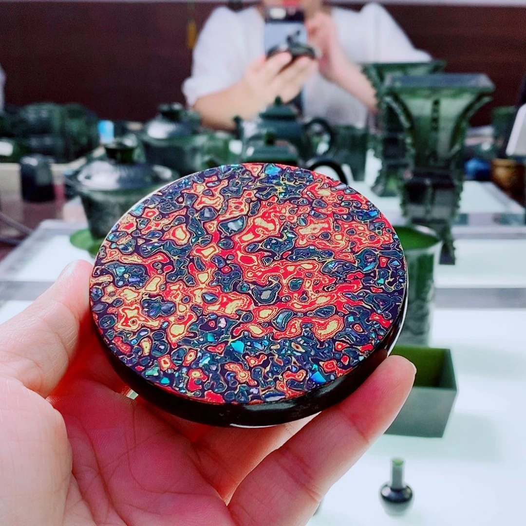 大漆红色圆形杯垫