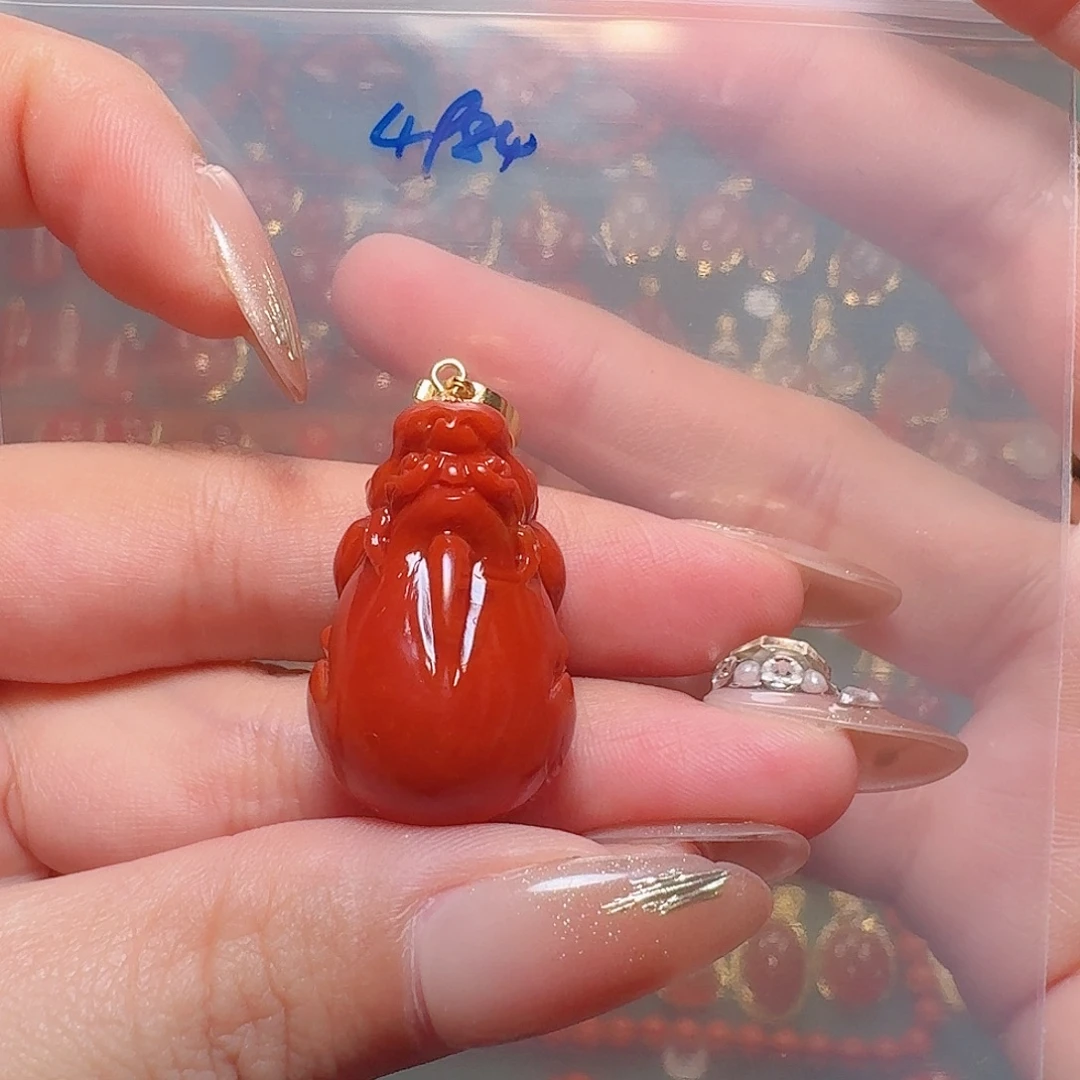 南红玛瑙银S925镶嵌吊坠