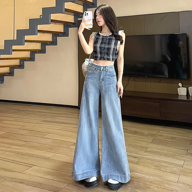 花边蕾丝大喇叭裤女2025春秋辣妹新款爆款显瘦百搭拖地大喇叭裤子