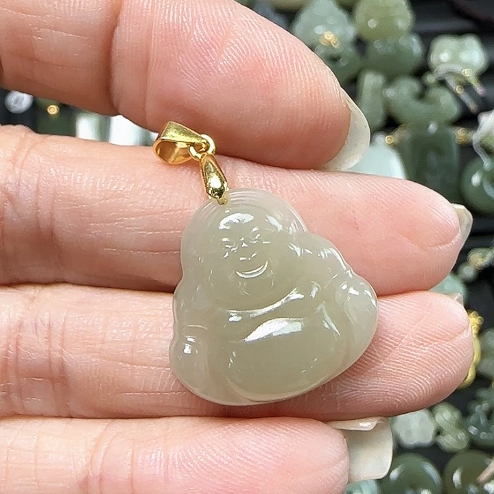 和田玉银S925镶嵌吊坠(不含链)