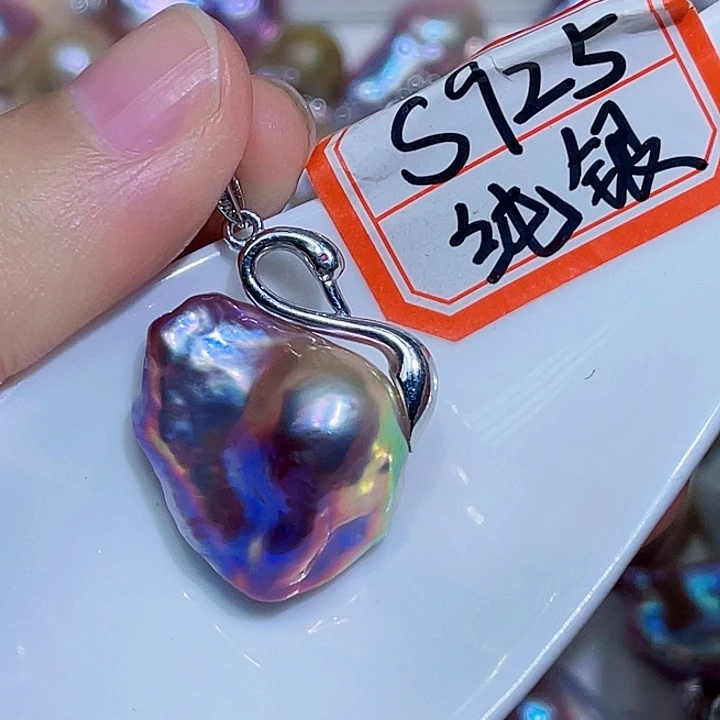 淡水珍珠银S925镶嵌颈饰