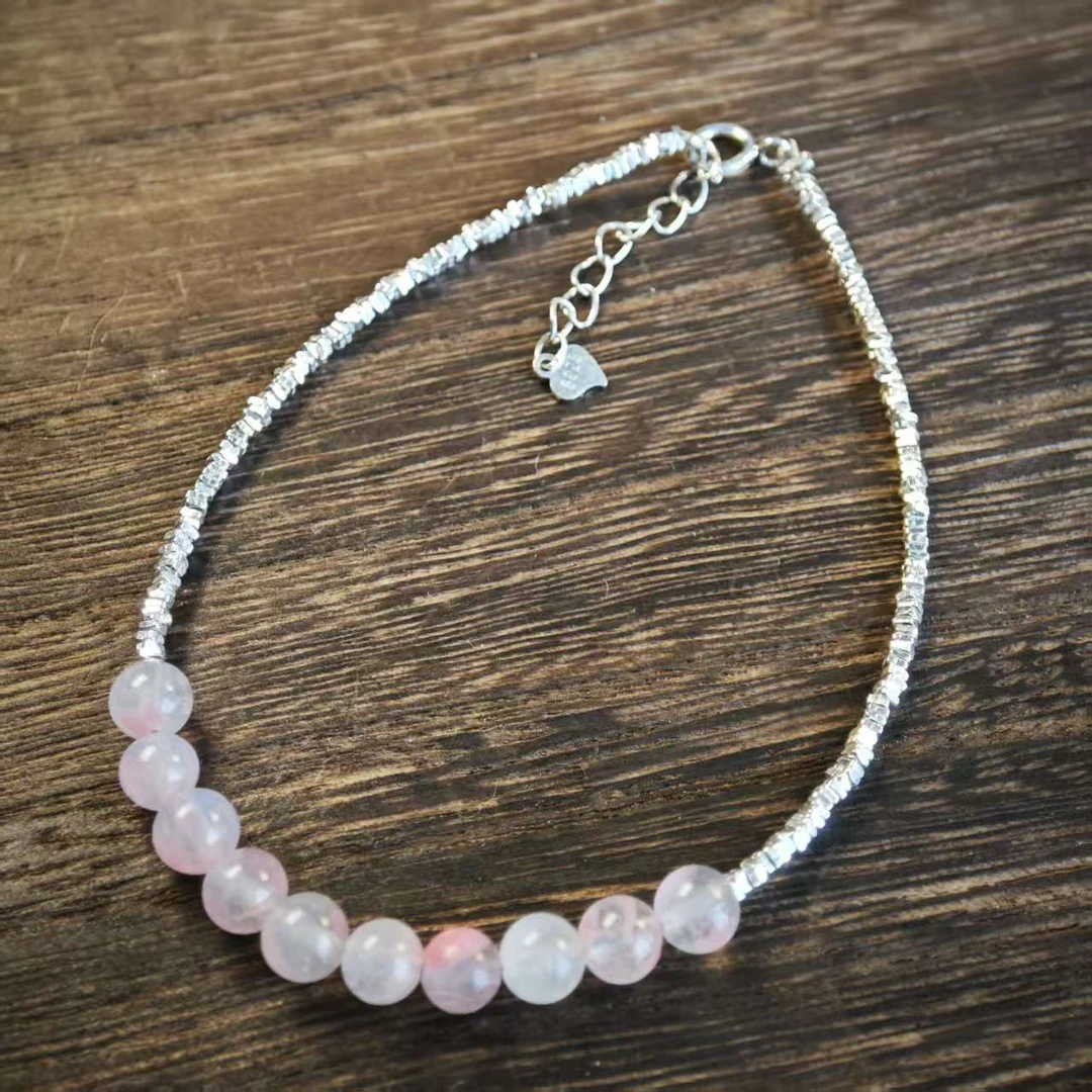 合金仿珍珠手链 天然灰月光仿珍珠搭配银碎银子温柔气质饰品百搭