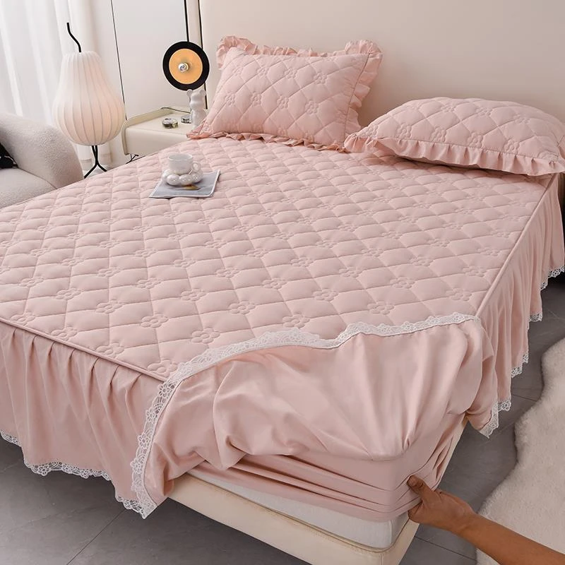 A类大豆夹棉床笠床裙一体式防尘床罩三件套带裙边床垫套四季通用