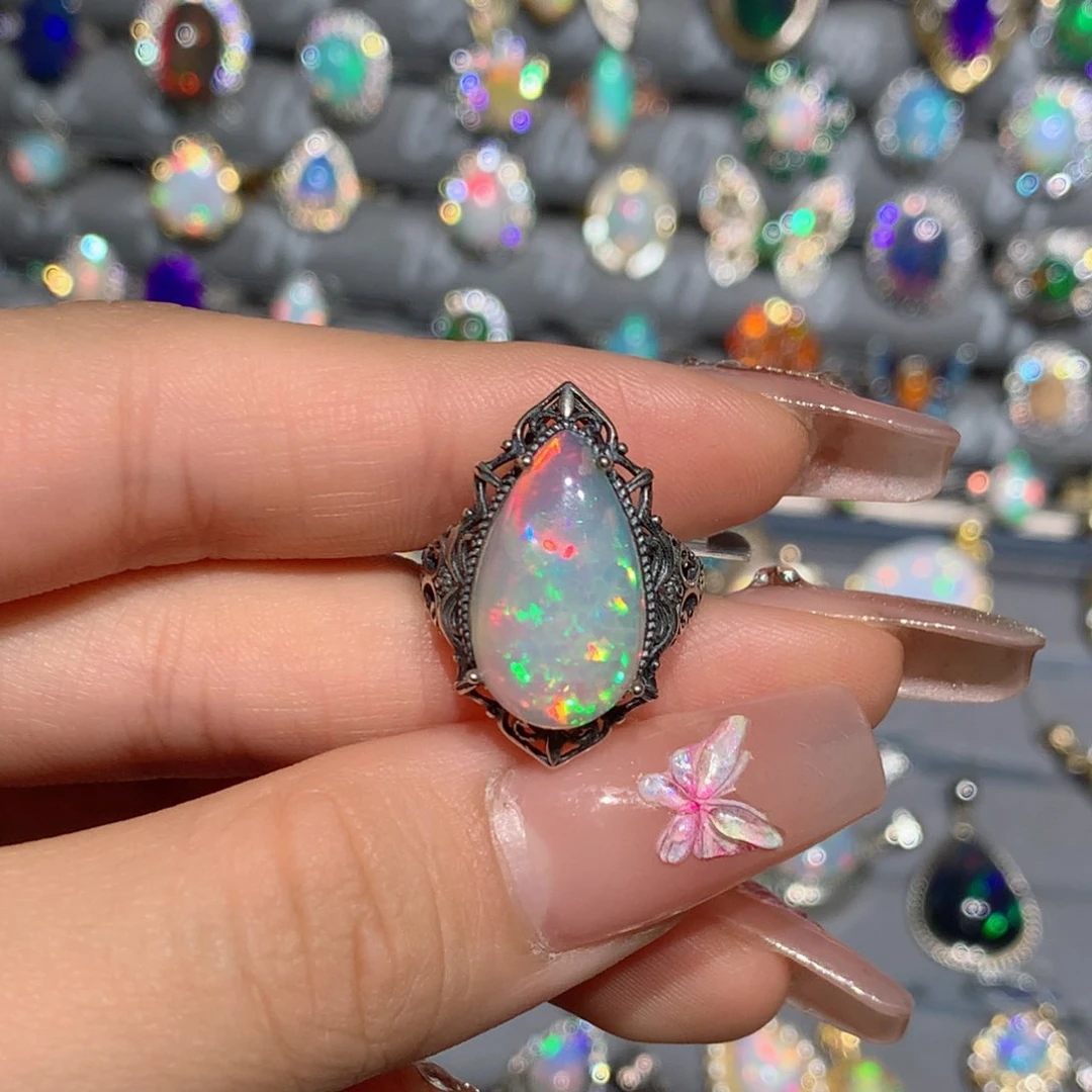 欧泊福利戒指银S925镶嵌