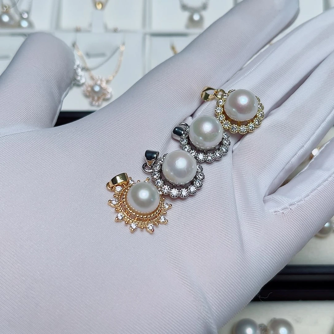 淡水珍珠耳饰银S925镶嵌