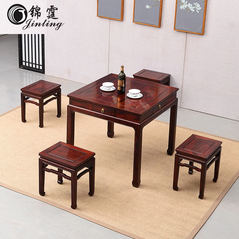 红木四方桌小方桌中式客厅茶几泡茶桌印尼黑酸枝阔叶黄檀休闲棋牌