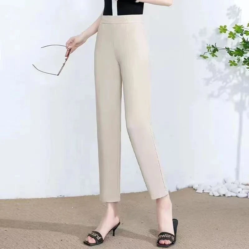 2025春夏季新款松紧高腰显瘦直筒裤032