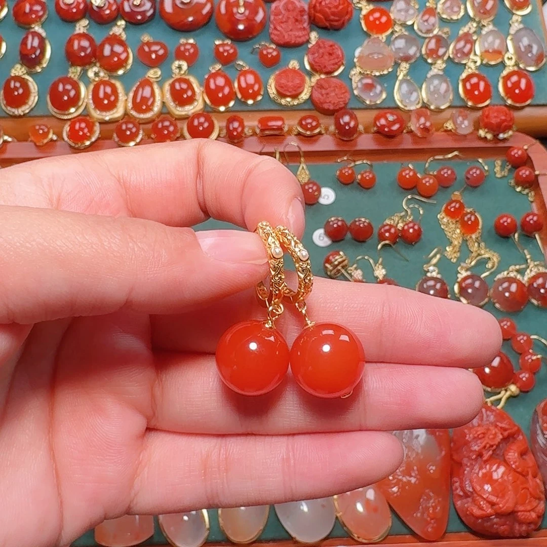 南红玛瑙银S925镶嵌13+