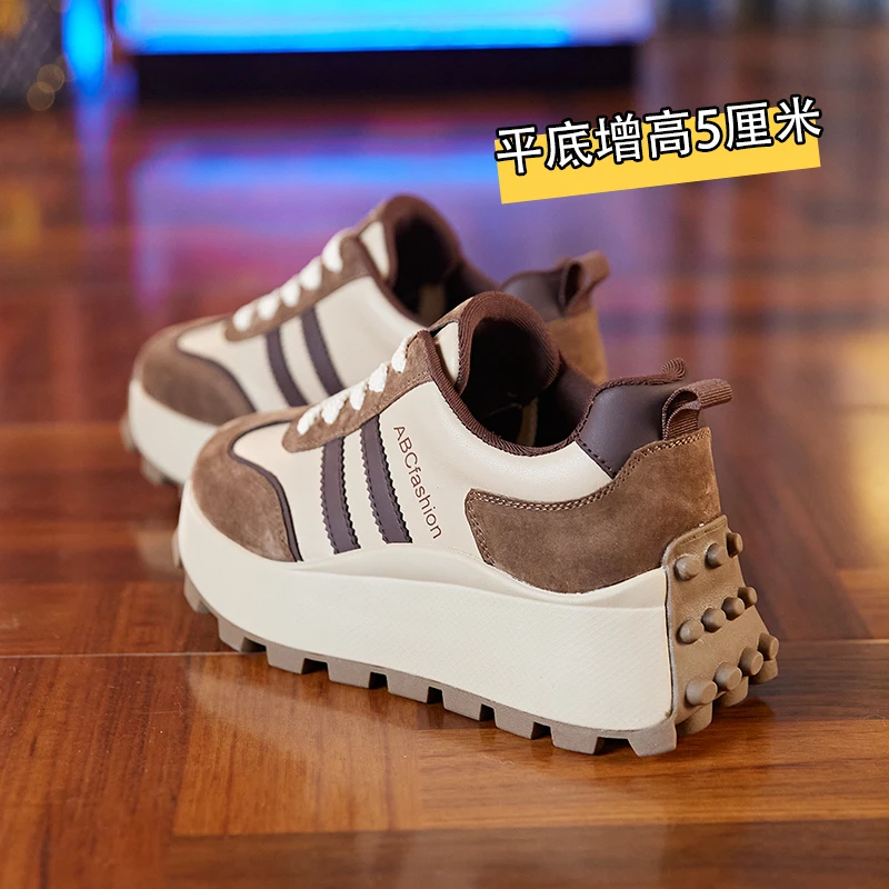 5cm内增高厚底松糕小个子休闲网红勃肯美拉德春季阿甘单鞋女ins潮