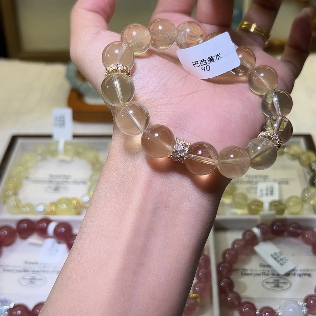 水晶手链未镶嵌金红料黄水晶12m 48小时鉴赏