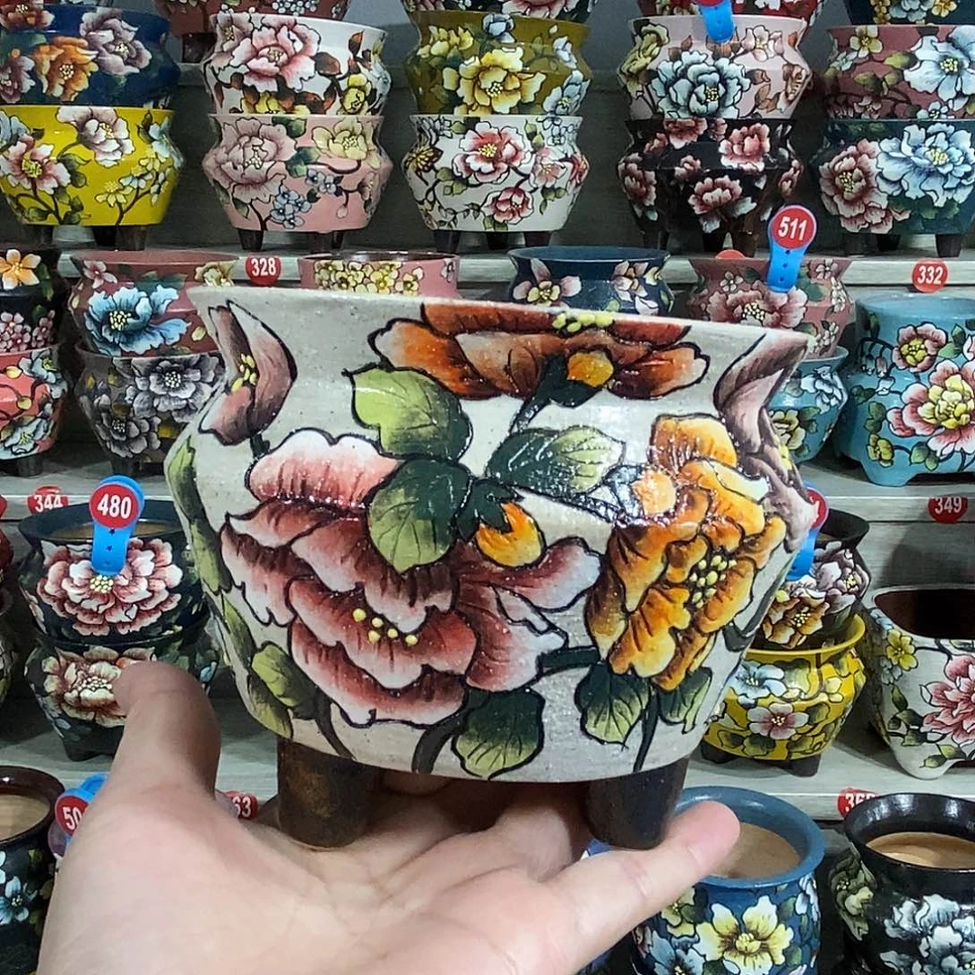 景德镇精品暮年花盆12/10.5