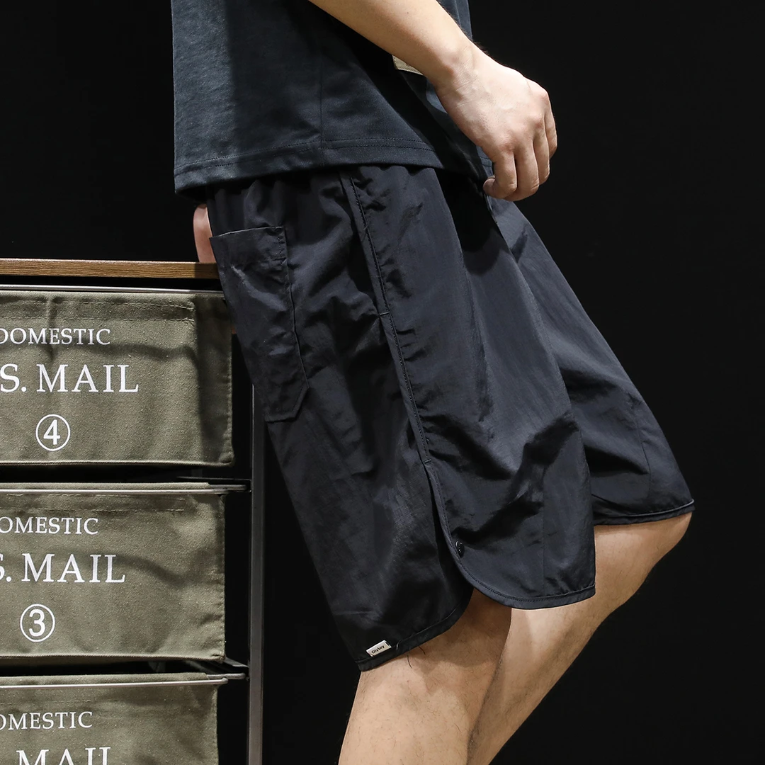 2025新款夏季轻薄冰丝短裤男宽松大码潮牌男士运动速干中裤五分裤