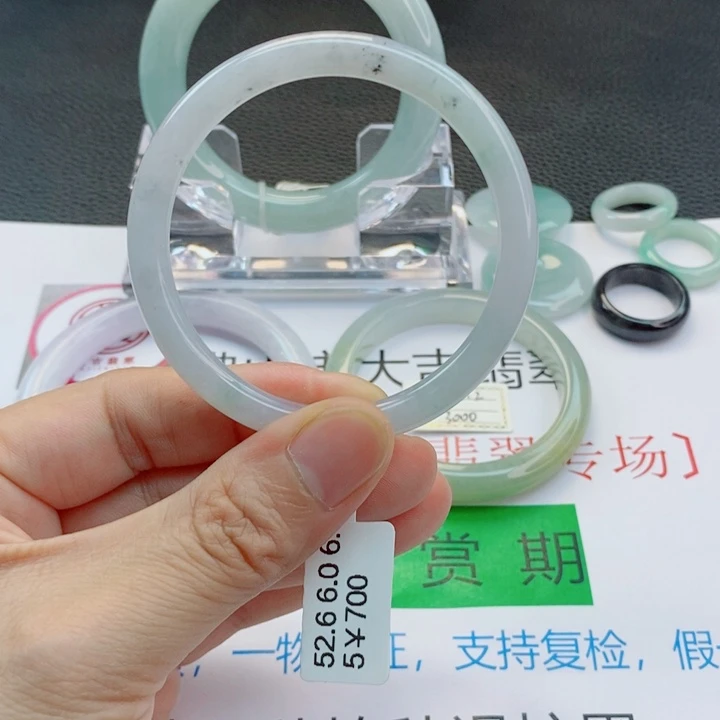 翡翠未镶嵌手镯小圆条手镯52-53圈口