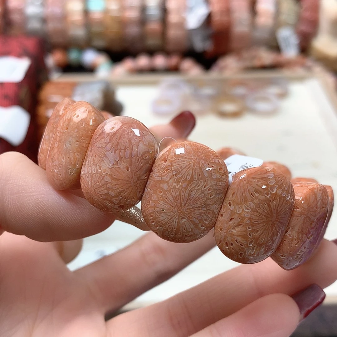 硅化珊瑚（珊瑚玉）手链未镶嵌乌****子544