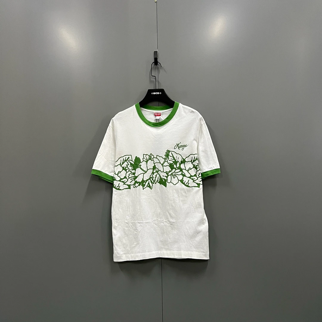 95新 KENZO/肯佐 jp917 白绿花卉涂鸦短袖 L 018290