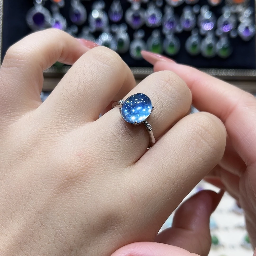 蛇纹石玉银S925镶嵌戒指