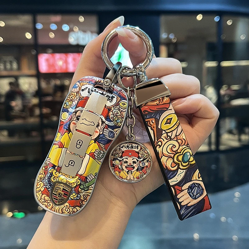适用保时捷卡宴钥匙套新帕拉梅拉Taycan911Macan玛卡车718包扣壳