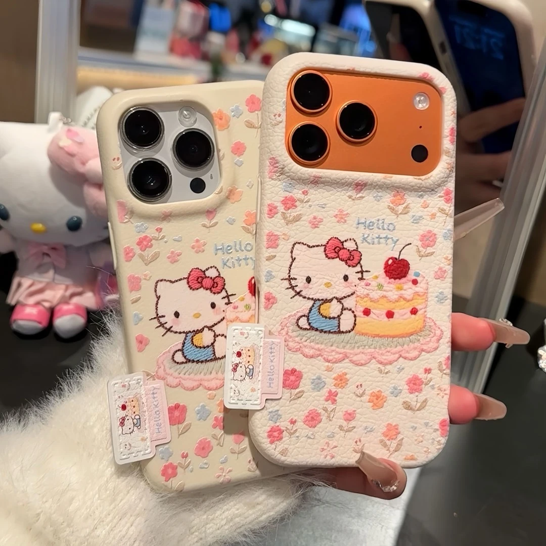 满屏花花蛋糕凯蒂标签适用iPhone17手机壳苹果16华为vivoppo小米