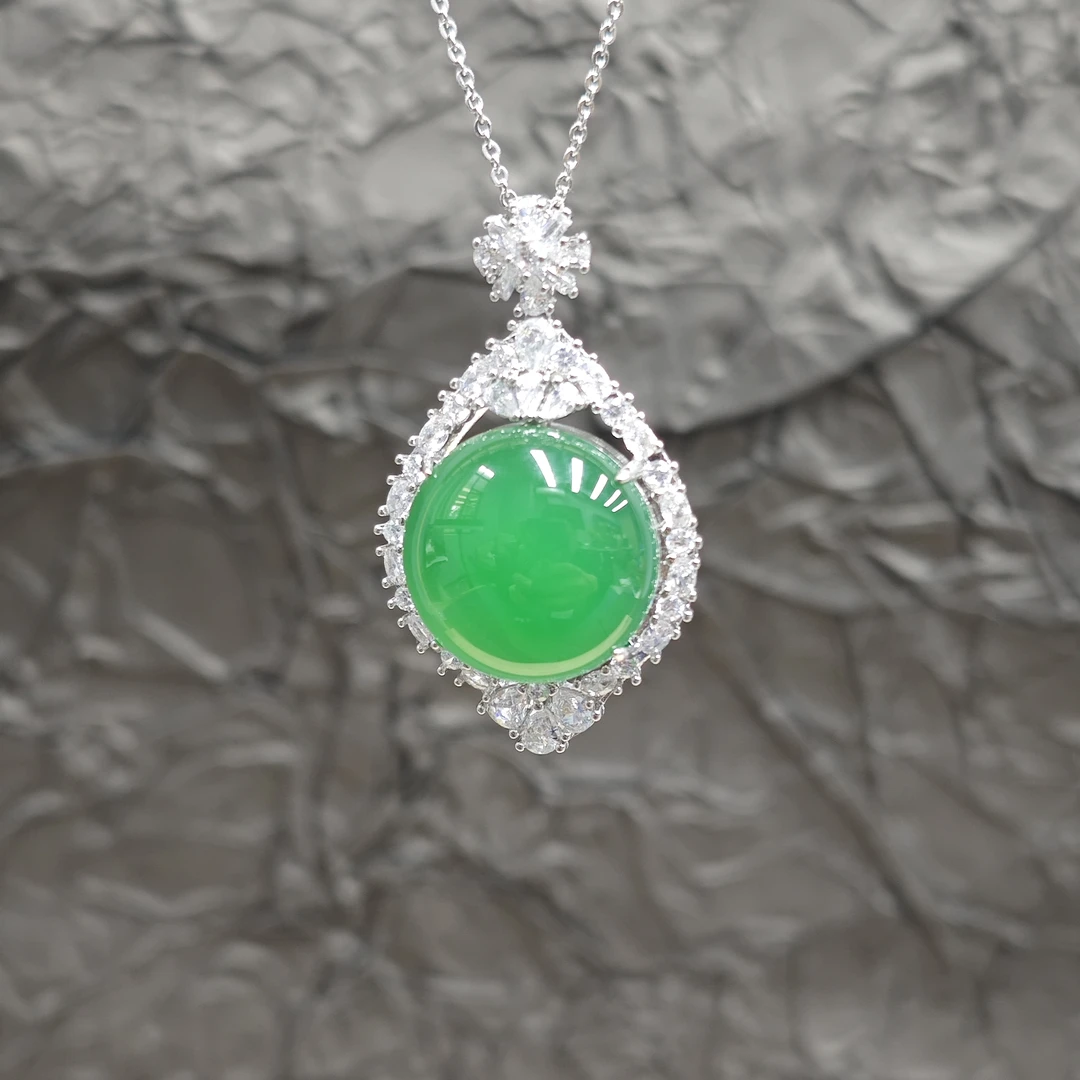 高定珠宝时尚设计款蛋面吊坠-y2283-赠加粗麻花链