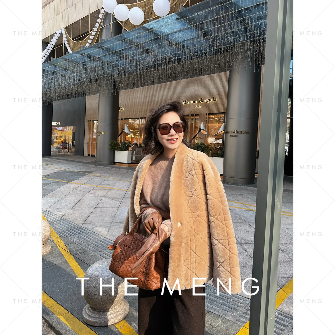 THE MENG【莫妮卡】澳洲两面穿羊皮毛一体滕格纹皮草#M254A1945 DN
