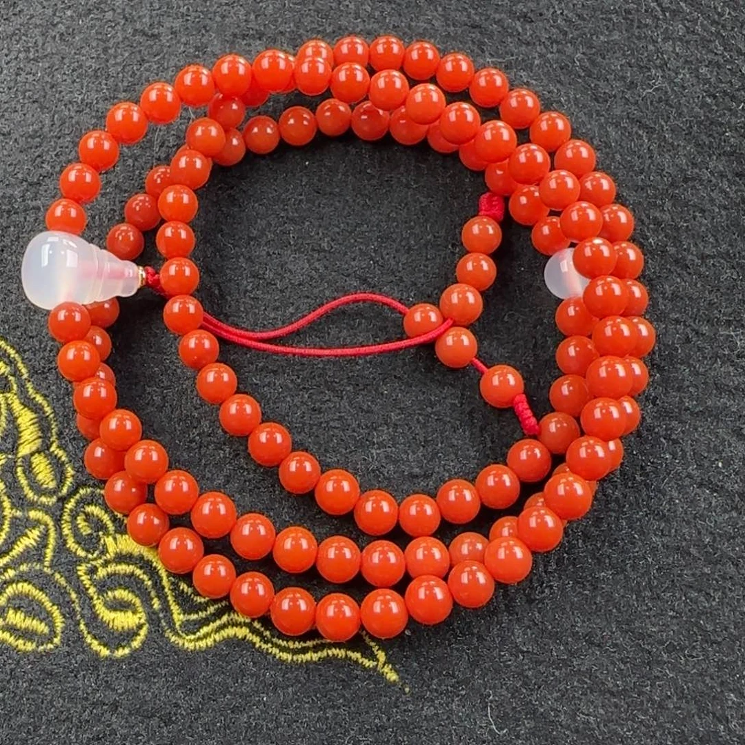 南红玛瑙6mm柿子锦多圈手链未镶嵌微****0