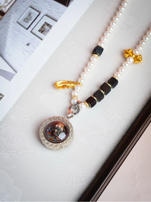 吊坠925银亚克力 【日月相望】扎基拉姆 手工擦擦 精致项链（亮银版）