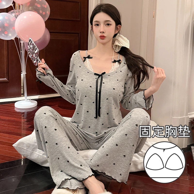 彭裳裳【空心格】春夏蕾丝气质纯欲性感风舒适显瘦女士居家服套装
