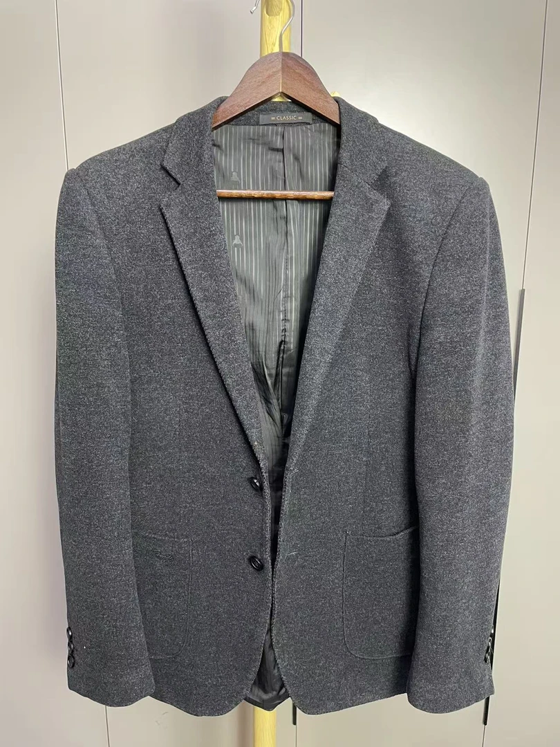 休闲纯色西服上装标准毛呢免烫常规款修身冬季套装