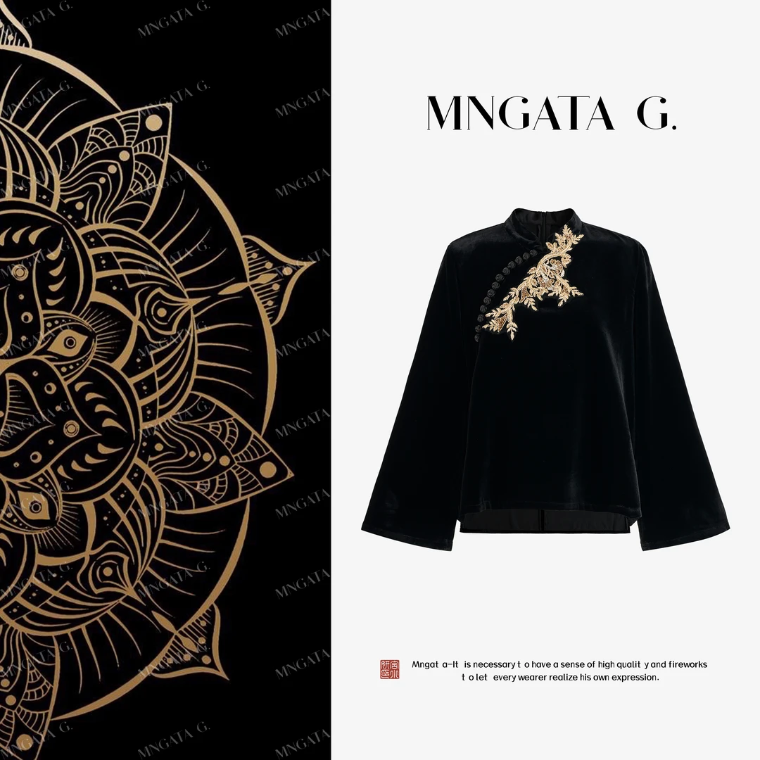 MNGATA G.宫小妍【真丝·慕金枝】早秋新中式穿搭中国风上衣5071522