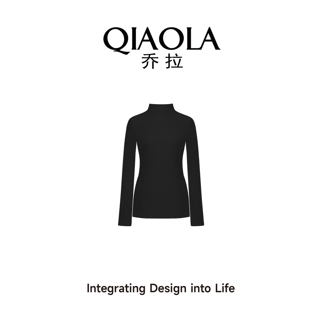 QIAOLA/乔拉【中领百搭打底衫】秋冬修身桑蚕丝加绒保暖针织衫预售