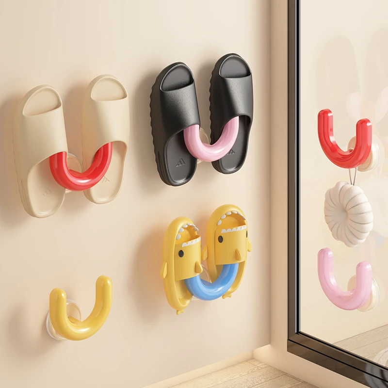 吸盘浴室拖鞋架多巴胺免打孔壁挂式卫生间专用沥水挂架挂钩置物架