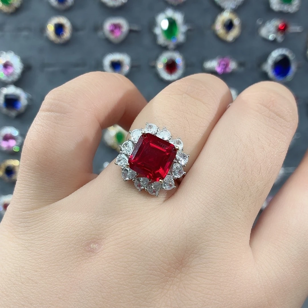 925银培育鸽血红色宝石