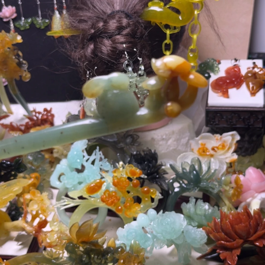 【闪购商品】合金蛇纹石玉发饰