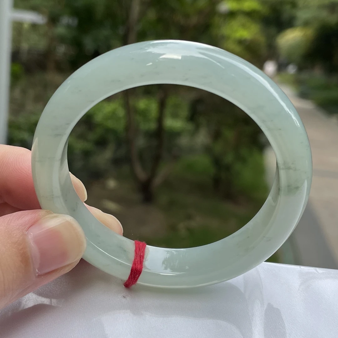 天然翡翠冰胶飘小碎花手镯 五十六圈口 正圈