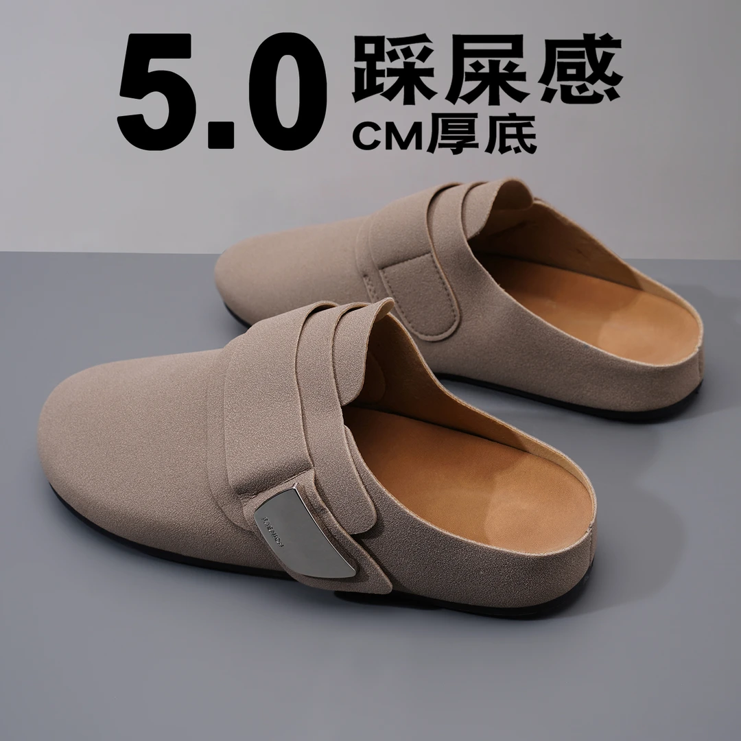 勃肯鞋男士冬季新款休闲时尚防滑耐磨厚底户外情侣包头大码半拖鞋