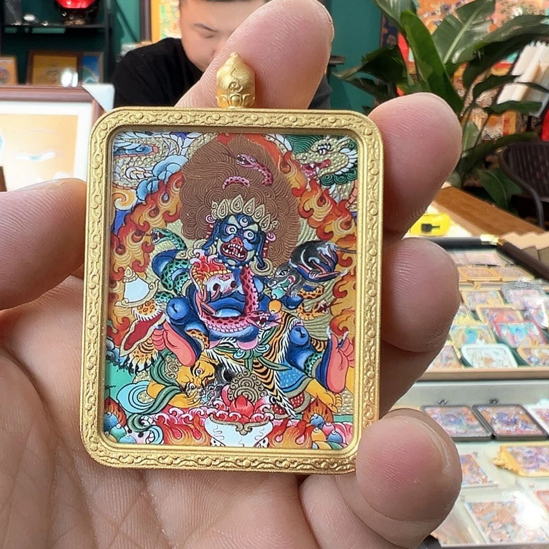 吊坠纯手绘唐卡黑财