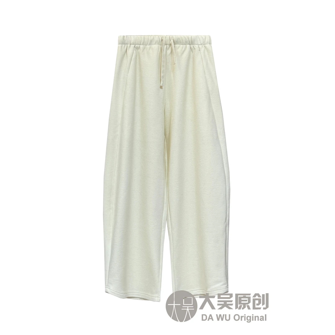 《大吴原创》“松弛裤”秋冬高腰松紧双面毛呢裤宽松休闲百搭长裤舒适