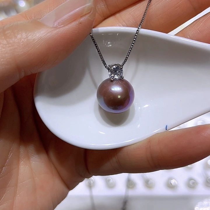 淡水珍珠紫珠银色戴妃合金
