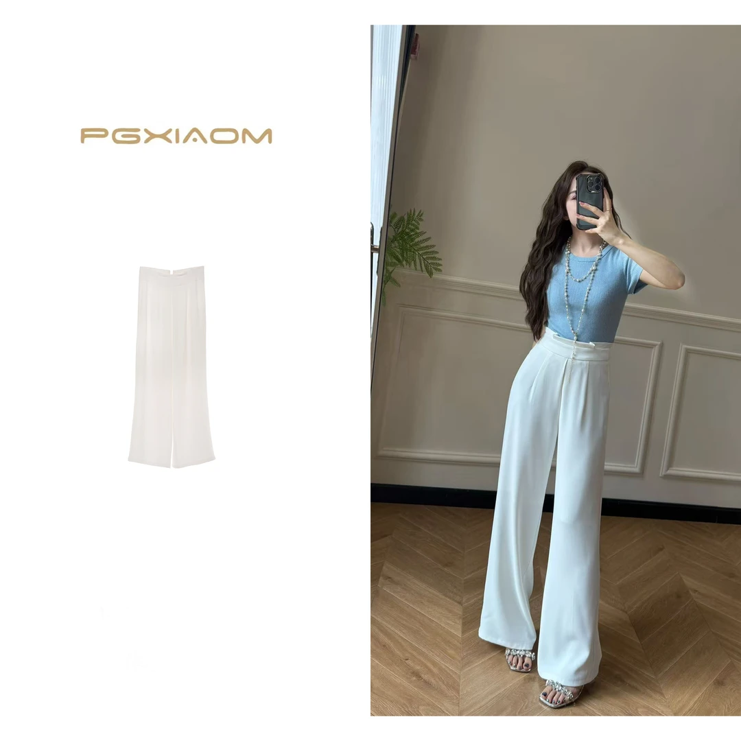 【PGXIAOM】润秀定制【冰氧通勤裤】黑 白两色西装阔腿裤KZ4012