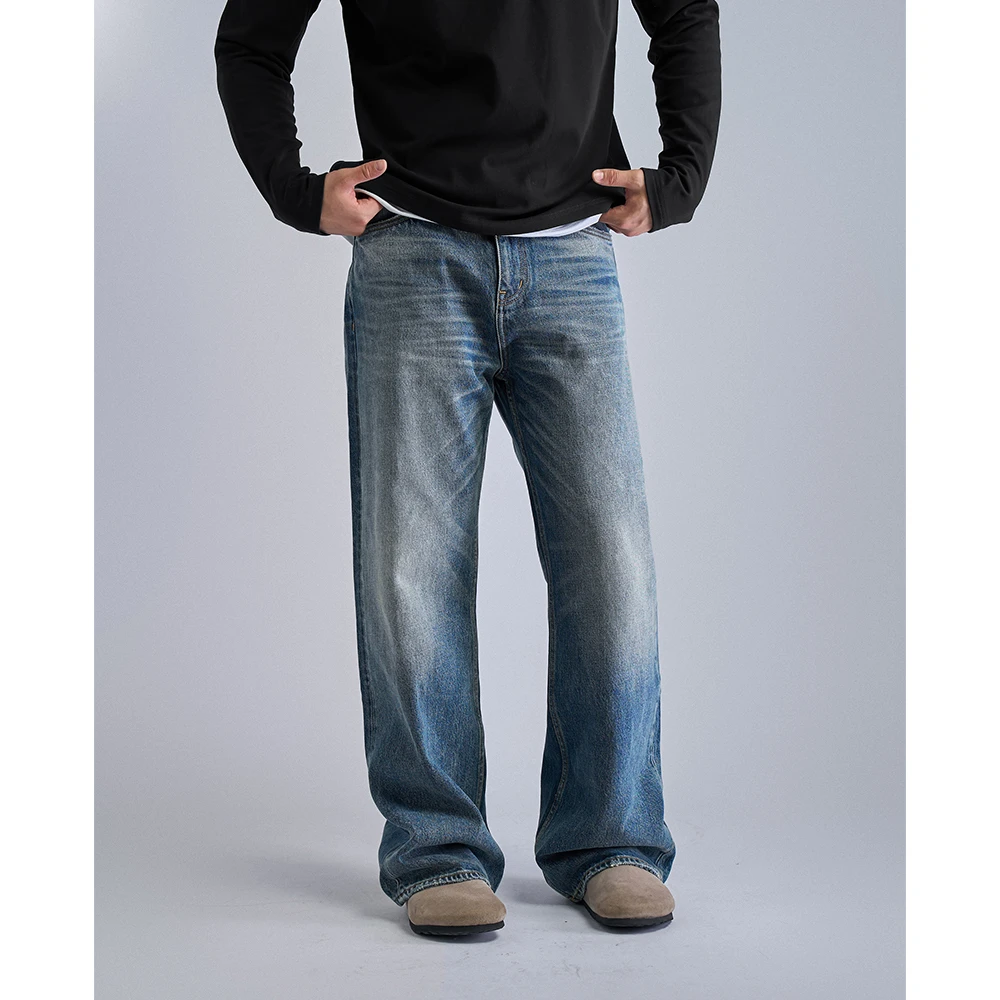 DOKIE【32074】秋冬新款15盎司004微喇版型水洗直筒版型牛仔裤