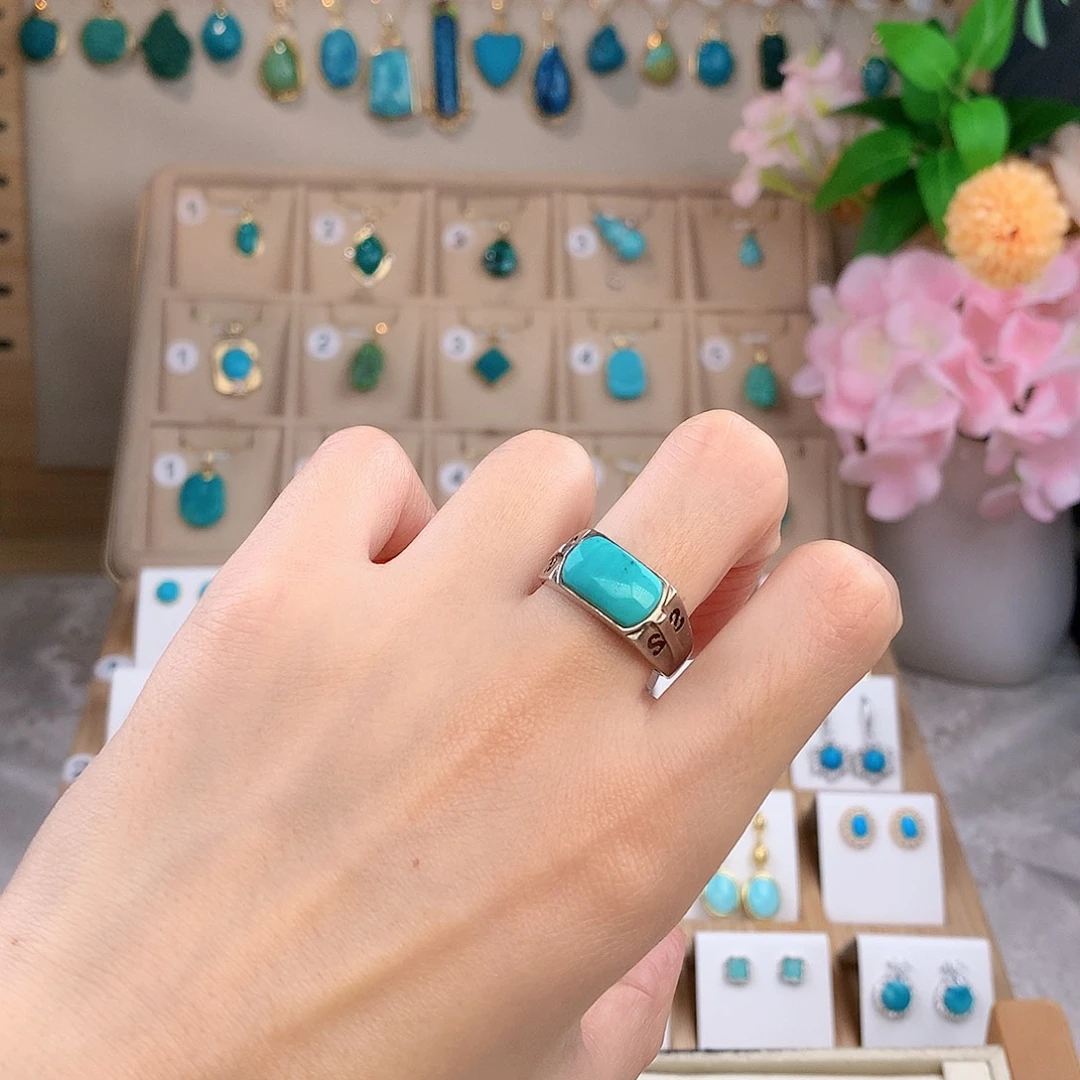 绿松石银S925镶嵌戒指