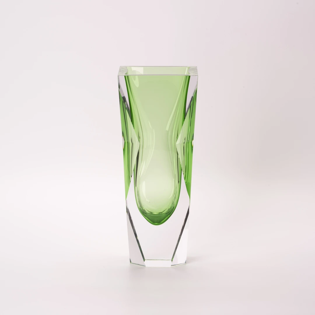 意中家美学【翡翠绿花瓶】纯手工水晶琉璃
