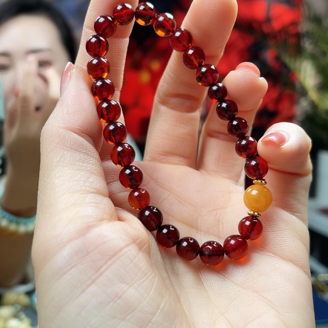 琥珀手链未镶嵌瑕疵