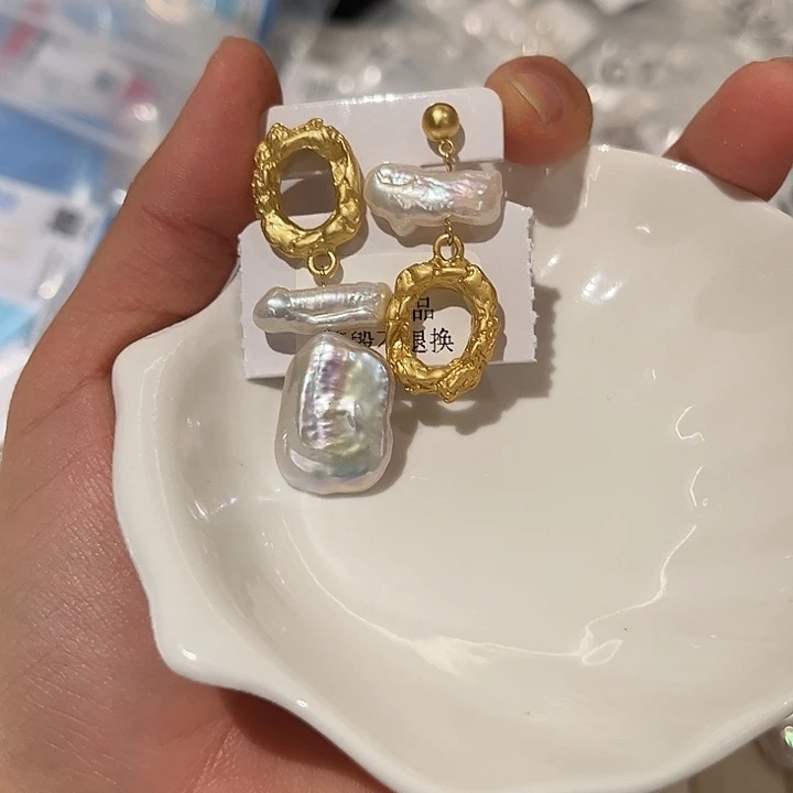 合金淡水珍珠耳饰