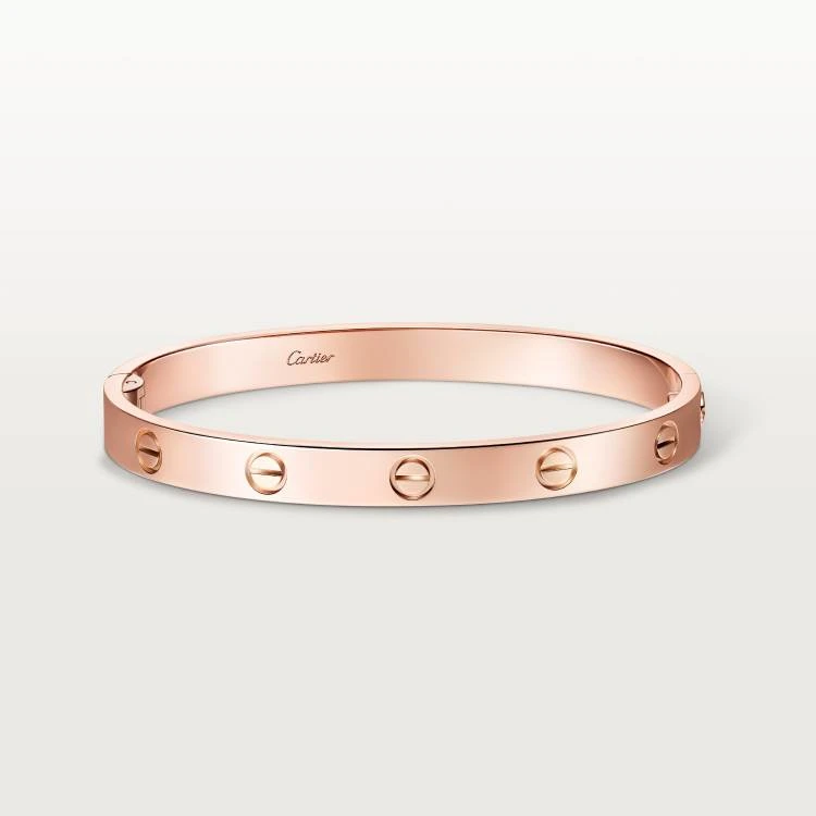 99新 Cartier/卡地亚 LOVE系列18K玫瑰金宽版无钻手镯16号（三代）