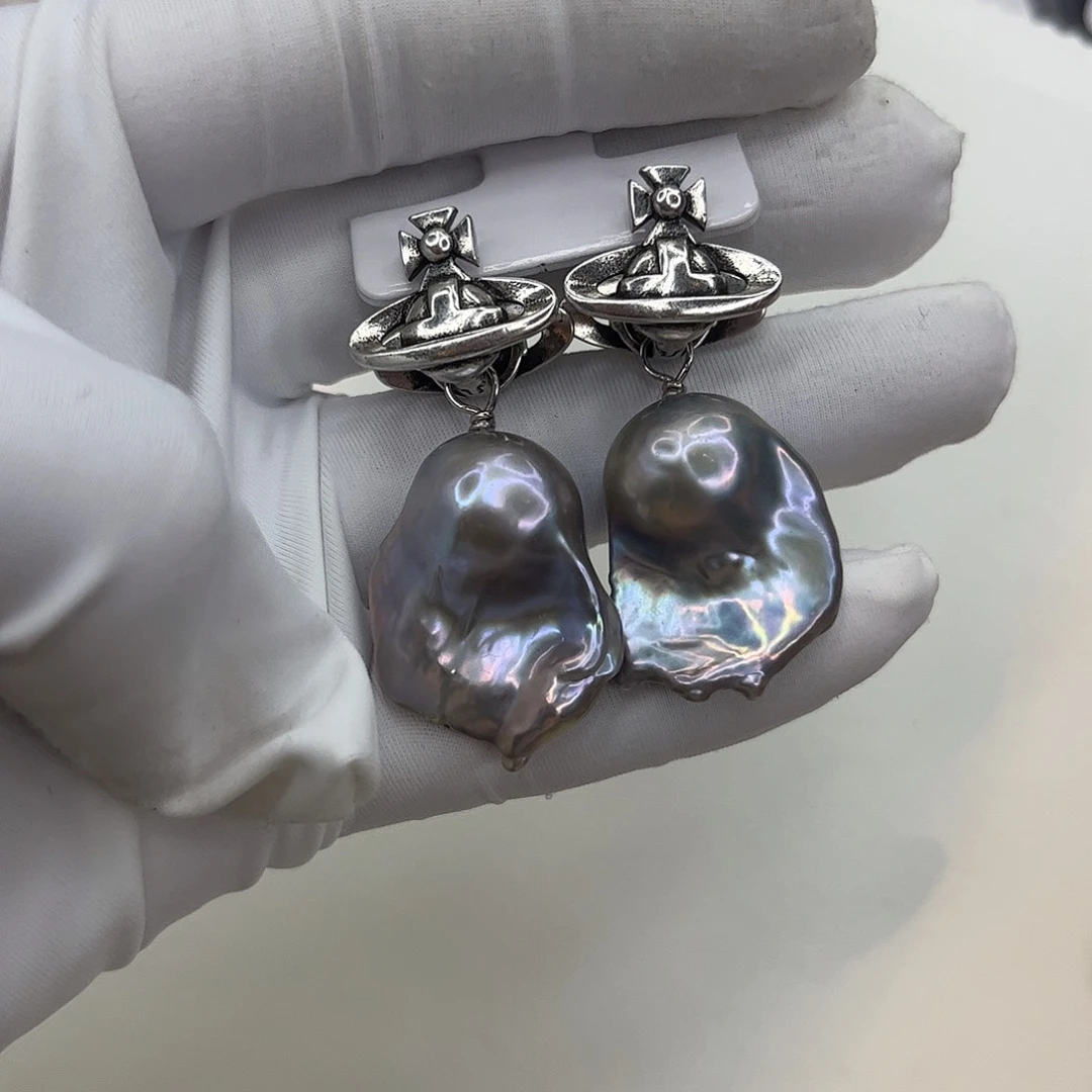 合金淡水珍珠耳饰